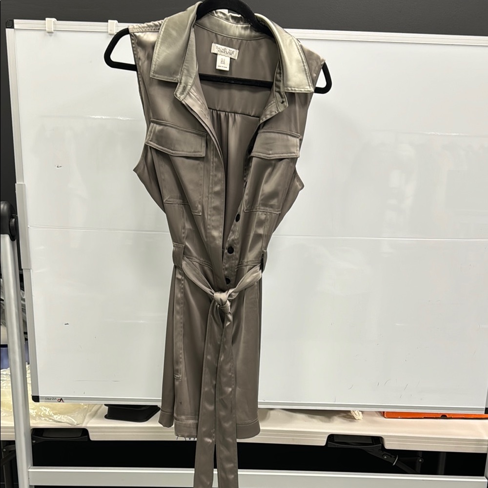 Satin Sleeveless Dress with Belt